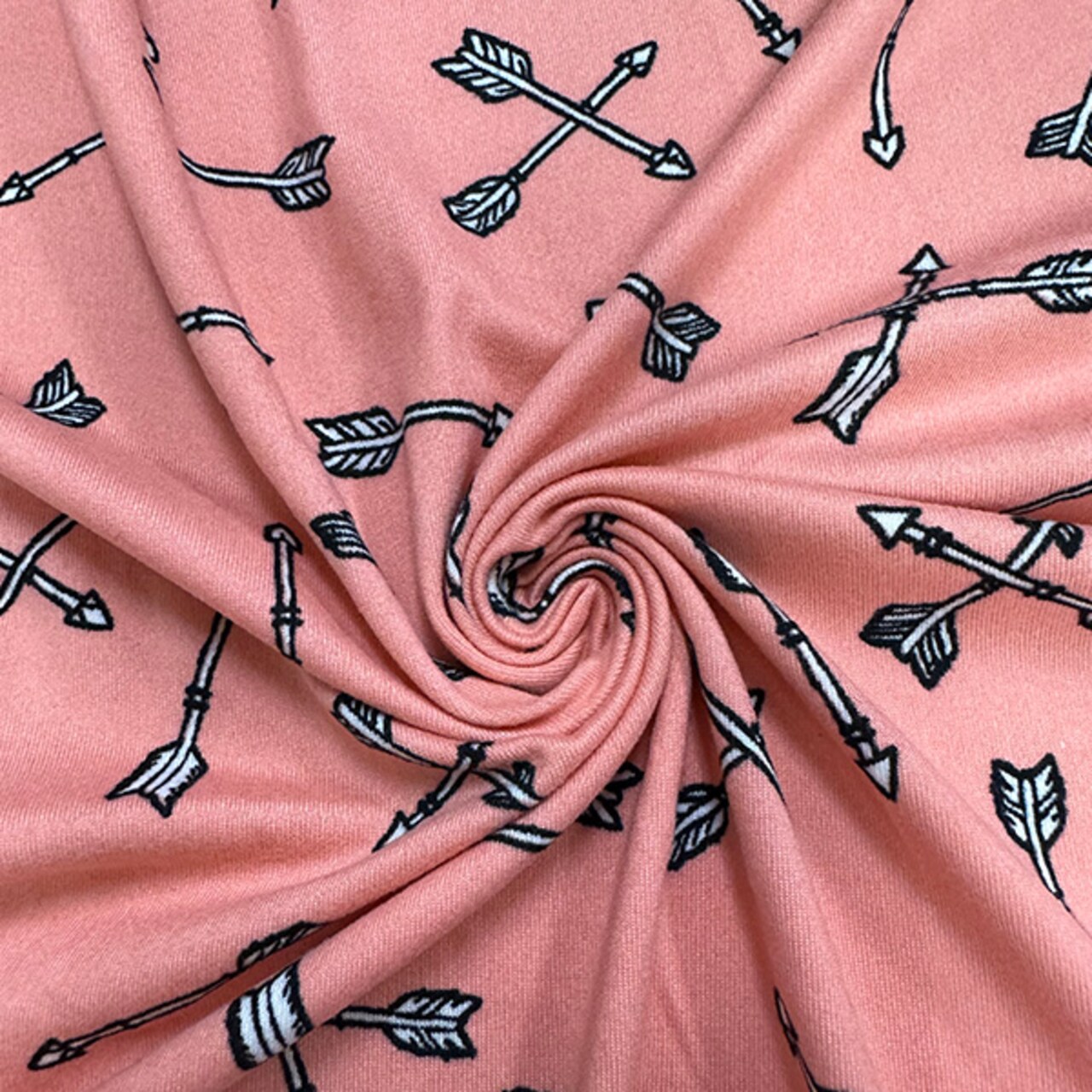 Peach Arrow Print Double Brushed Jersey Knit Fabric By the Yard